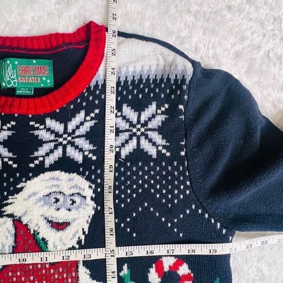 Ugly Christmas Sweater Womens Multicolor Abominable Snowman Pullover Size Large - Picture 4 of 6
